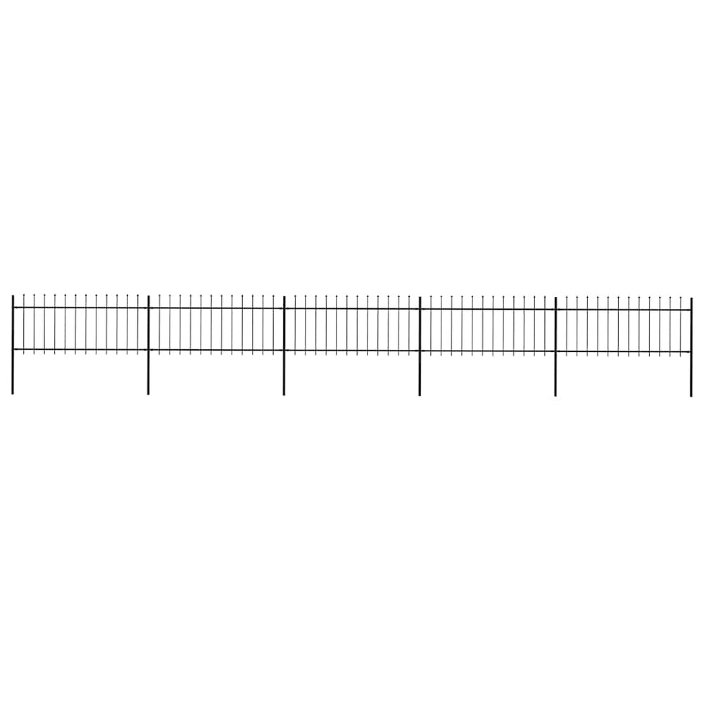 vidaXL Garden Fence with Spear Top Steel 892.5 x 80 cm Black