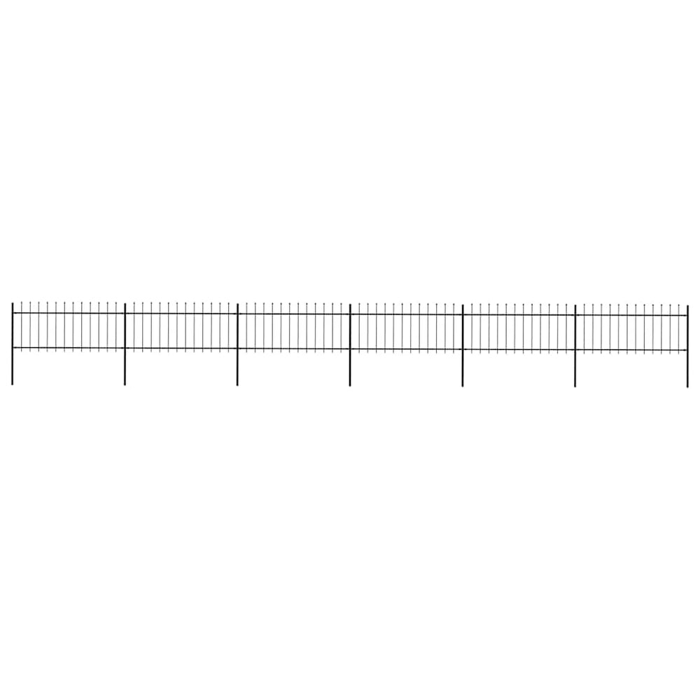 vidaXL Garden Fence with Spear Top Steel 1070 x 80 cm Black
