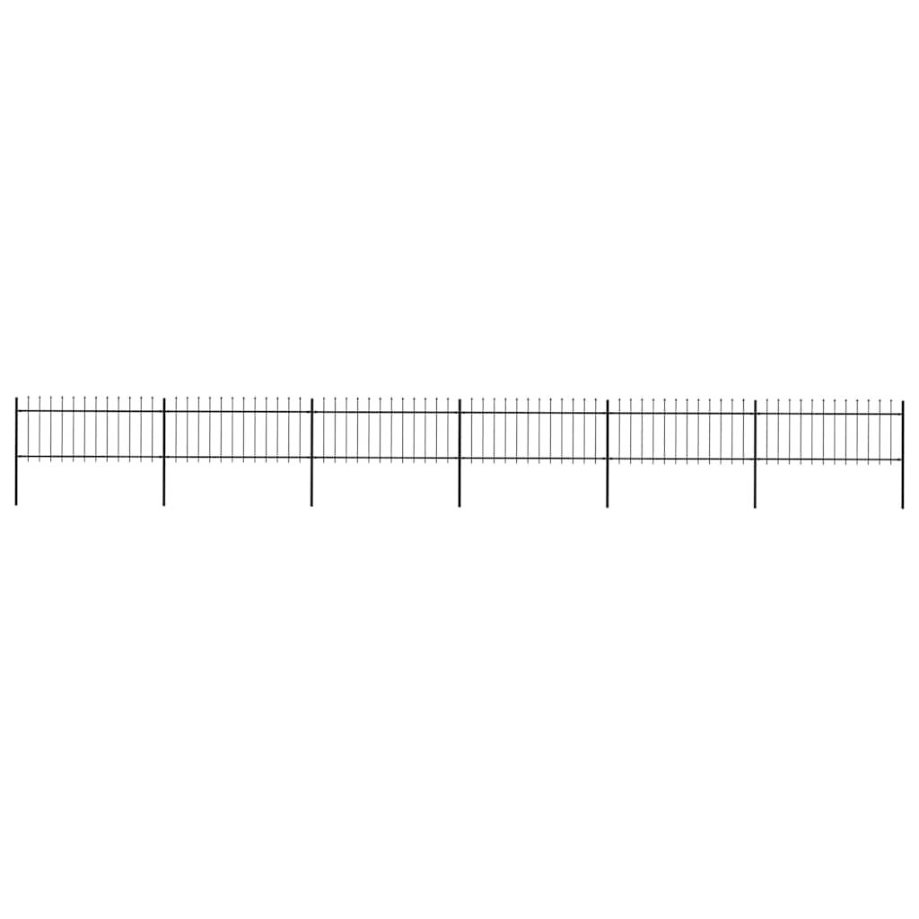 vidaXL Garden Fence with Spear Top Steel 1070 x 80 cm Black