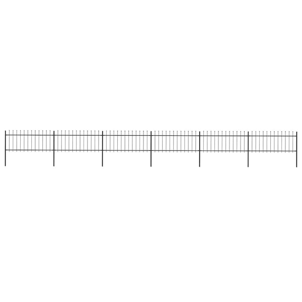 vidaXL Garden Fence with Spear Top Steel 1070 x 80 cm Black