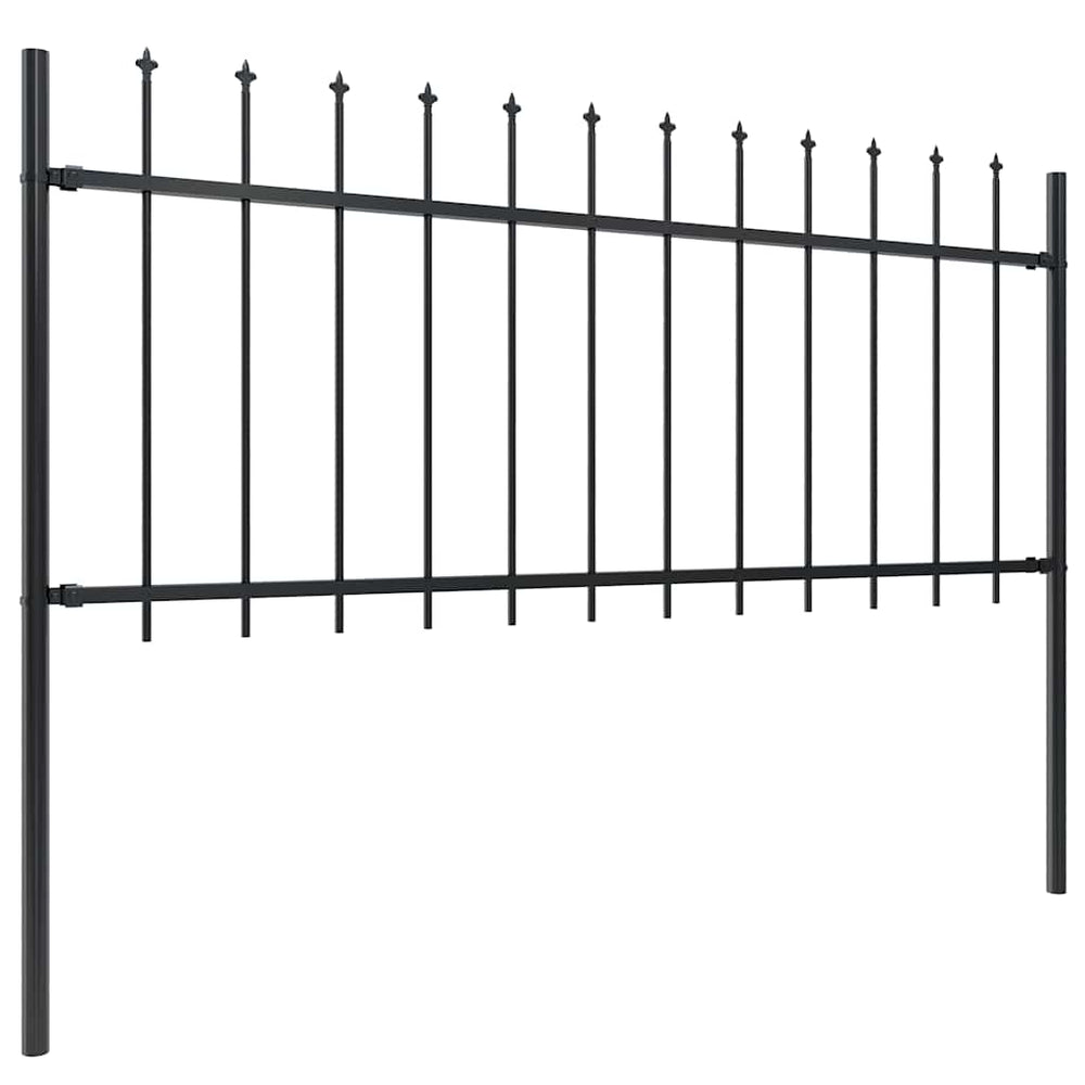 vidaXL Garden Fence with Spear Top Steel 1070 x 80 cm Black