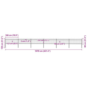 vidaXL Garden Fence with Spear Top Steel 1070 x 80 cm Black