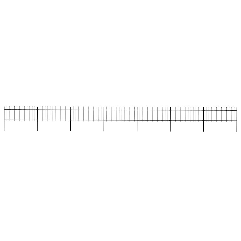 vidaXL Garden Fence with Spear Top Steel 1248 x 80 cm Black