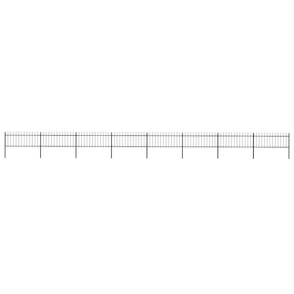 vidaXL Garden Fence with Spear Top Steel 1426 x 80 cm Black