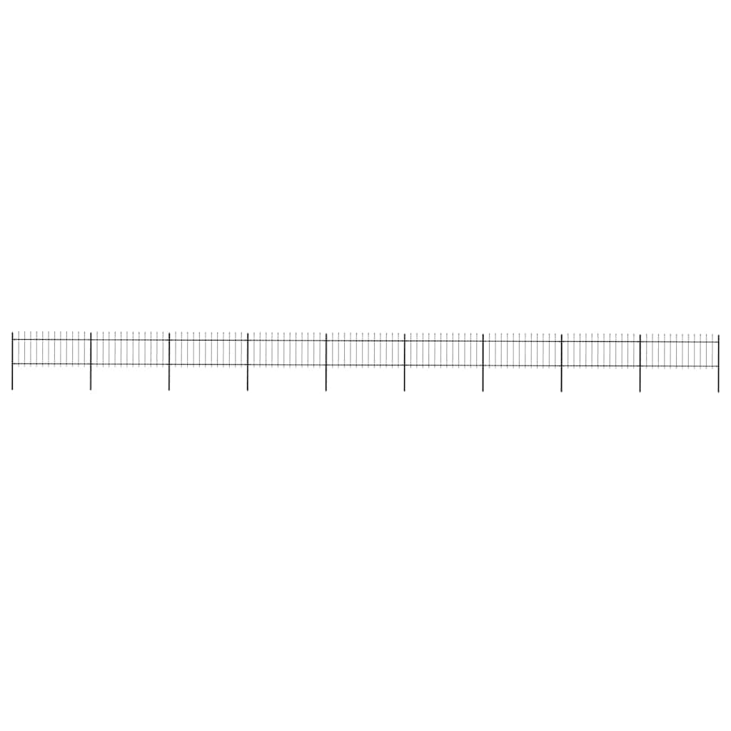 vidaXL Garden Fence with Spear Top Steel 1603.5 x 80 cm Black