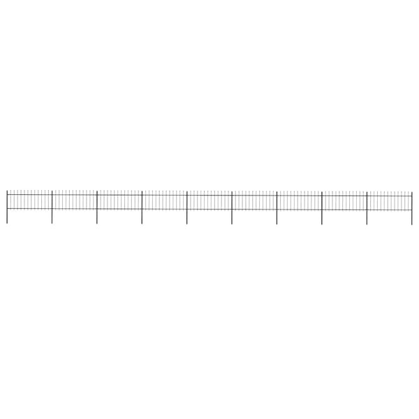 vidaXL Garden Fence with Spear Top Steel 1603.5 x 80 cm Black