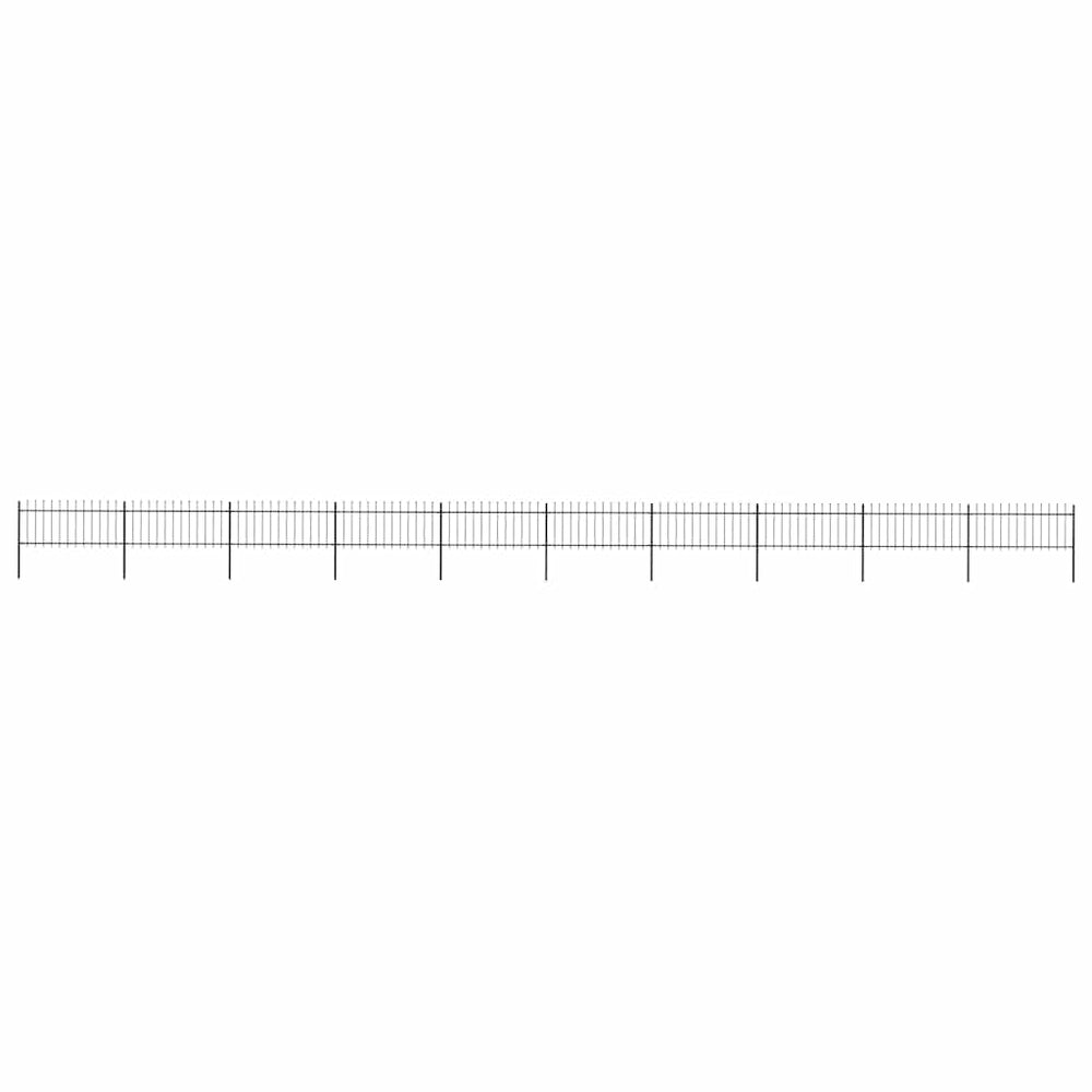 vidaXL Garden Fence with Spear Top Steel 178.5 x 80 cm Black