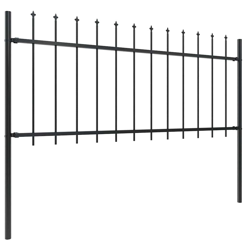 vidaXL Garden Fence with Spear Top Steel 178.5 x 80 cm Black