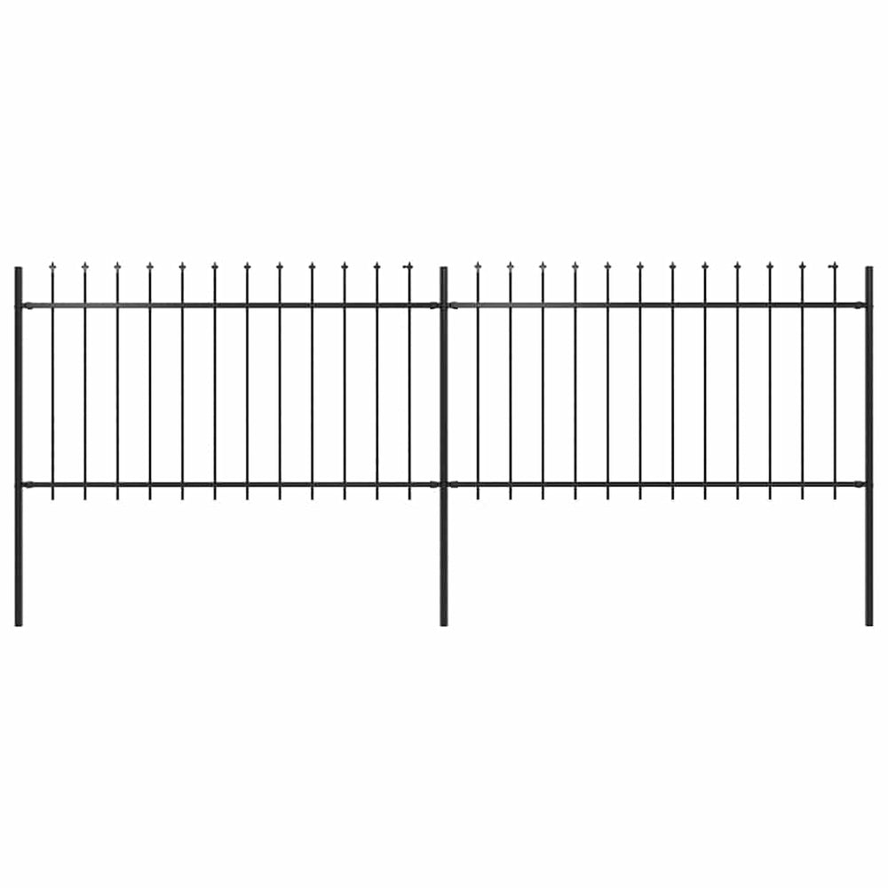 vidaXL Garden Fence with Spear Top Steel 359 x 100 cm Black