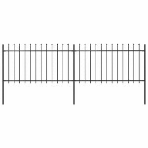 vidaXL Garden Fence with Spear Top Steel 359 x 100 cm Black