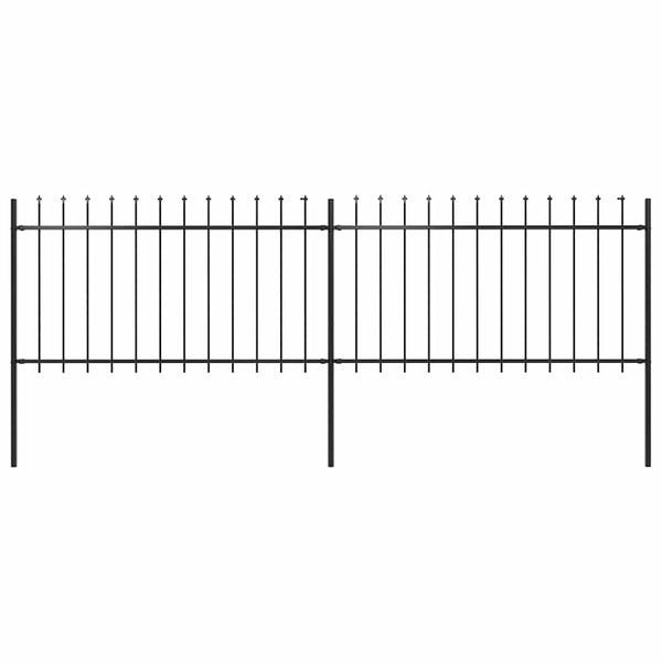 vidaXL Garden Fence with Spear Top Steel 359 x 100 cm Black