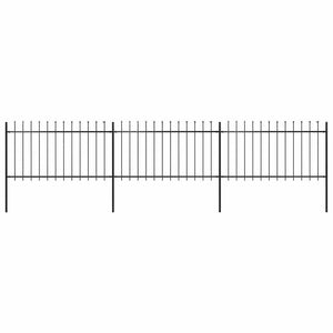 vidaXL Garden Fence with Spear Top Steel 537 x 100 cm Black