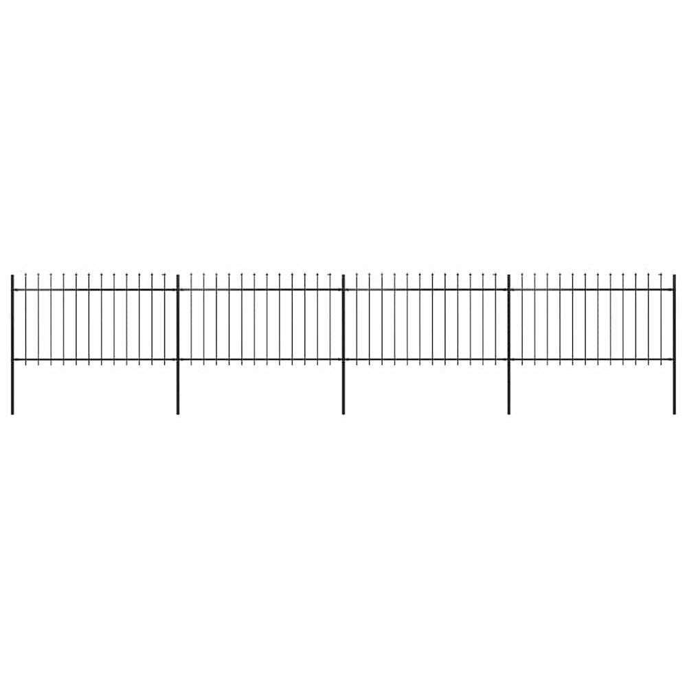 vidaXL Garden Fence with Spear Top Steel 714.5 x 100 cm Black