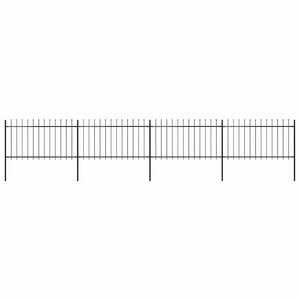 vidaXL Garden Fence with Spear Top Steel 714.5 x 100 cm Black