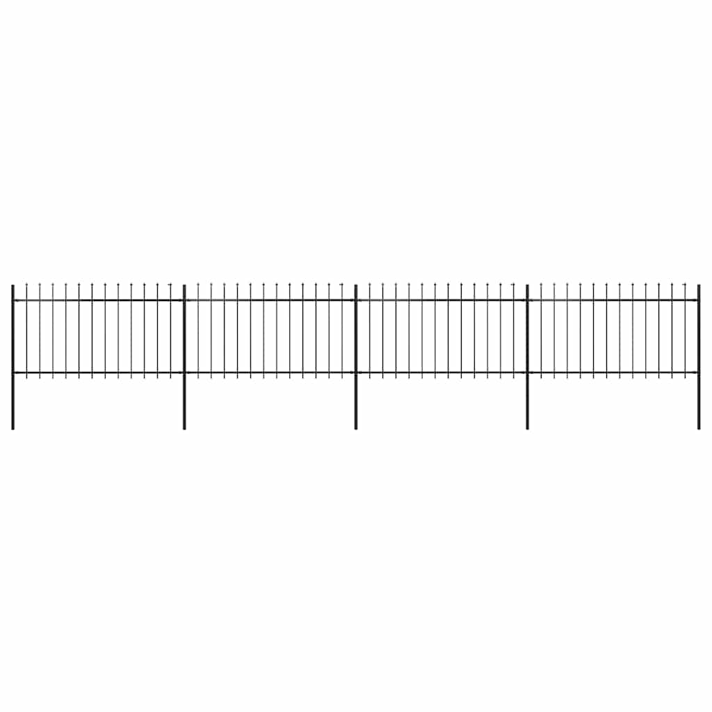 vidaXL Garden Fence with Spear Top Steel 714.5 x 100 cm Black