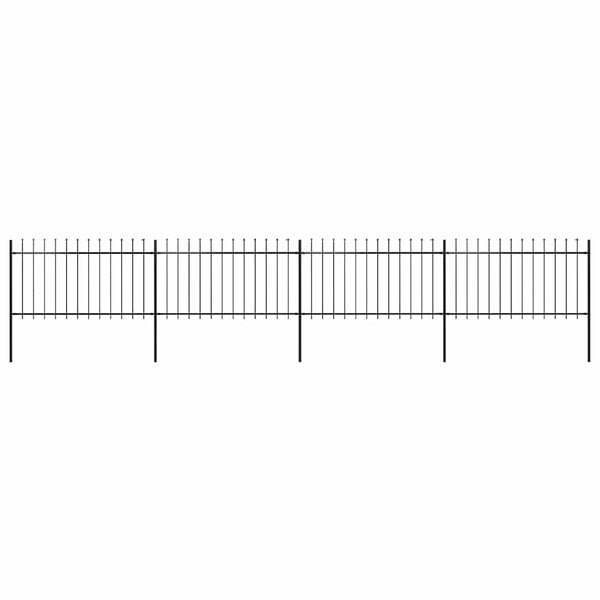 vidaXL Garden Fence with Spear Top Steel 714.5 x 100 cm Black