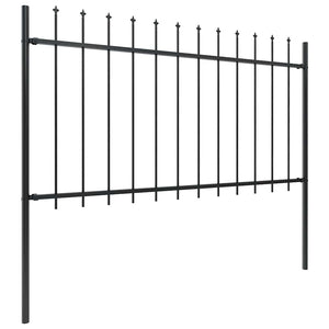 vidaXL Garden Fence with Spear Top Steel 714.5 x 100 cm Black