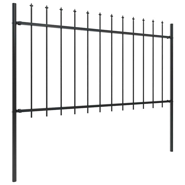 vidaXL Garden Fence with Spear Top Steel 714.5 x 100 cm Black