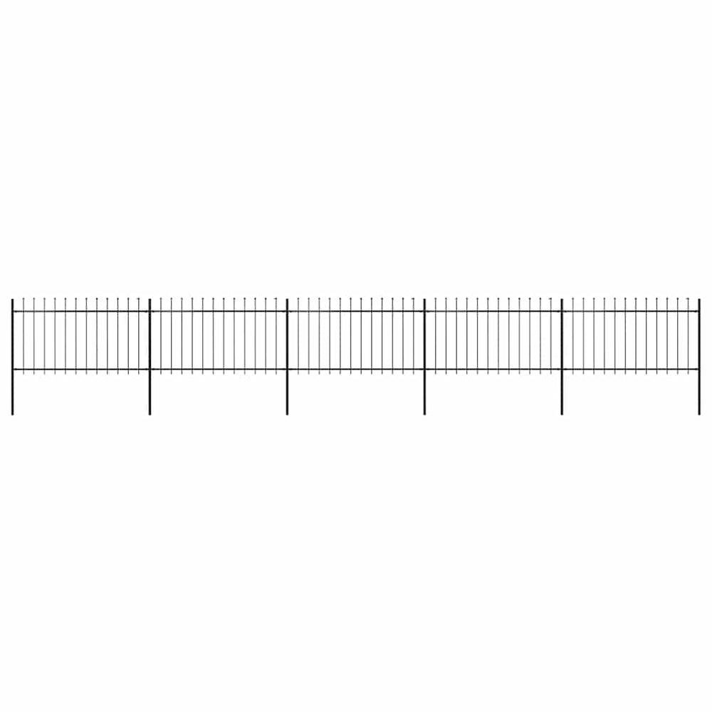 vidaXL Garden Fence with Spear Top Steel 892.5 x 100 cm Black