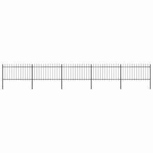 vidaXL Garden Fence with Spear Top Steel 892.5 x 100 cm Black
