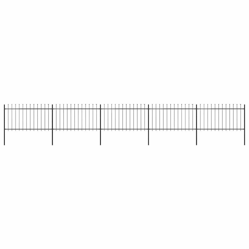 vidaXL Garden Fence with Spear Top Steel 892.5 x 100 cm Black