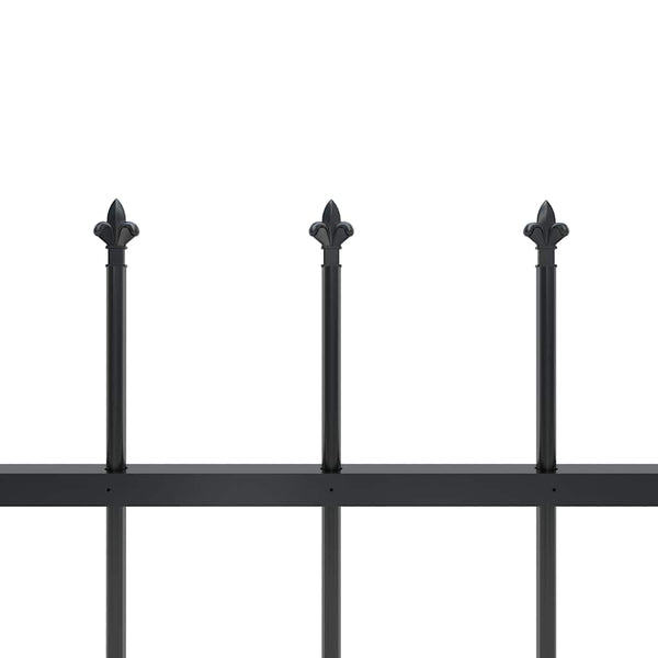 vidaXL Garden Fence with Spear Top Steel 892.5 x 100 cm Black