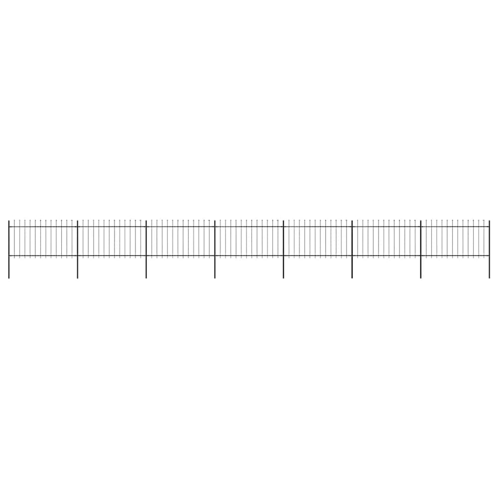 vidaXL Garden Fence with Spear Top Steel 1248 x 100 cm Black