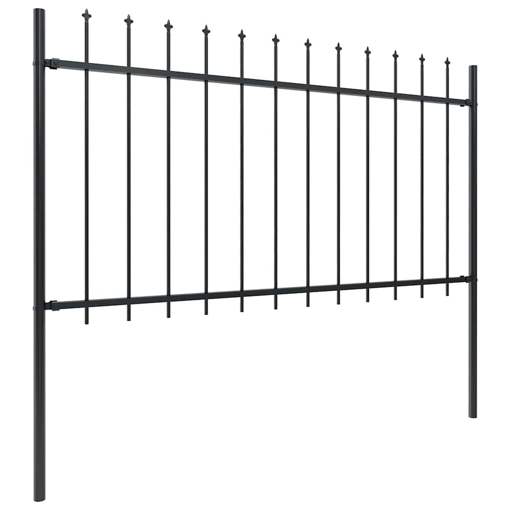 vidaXL Garden Fence with Spear Top Steel 1248 x 100 cm Black