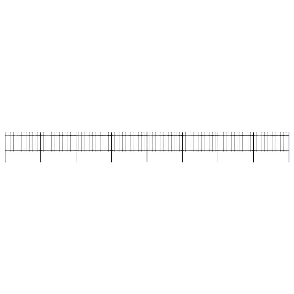 vidaXL Garden Fence with Spear Top Steel 1426 x 100 cm Black