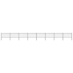 vidaXL Garden Fence with Spear Top Steel 1426 x 100 cm Black