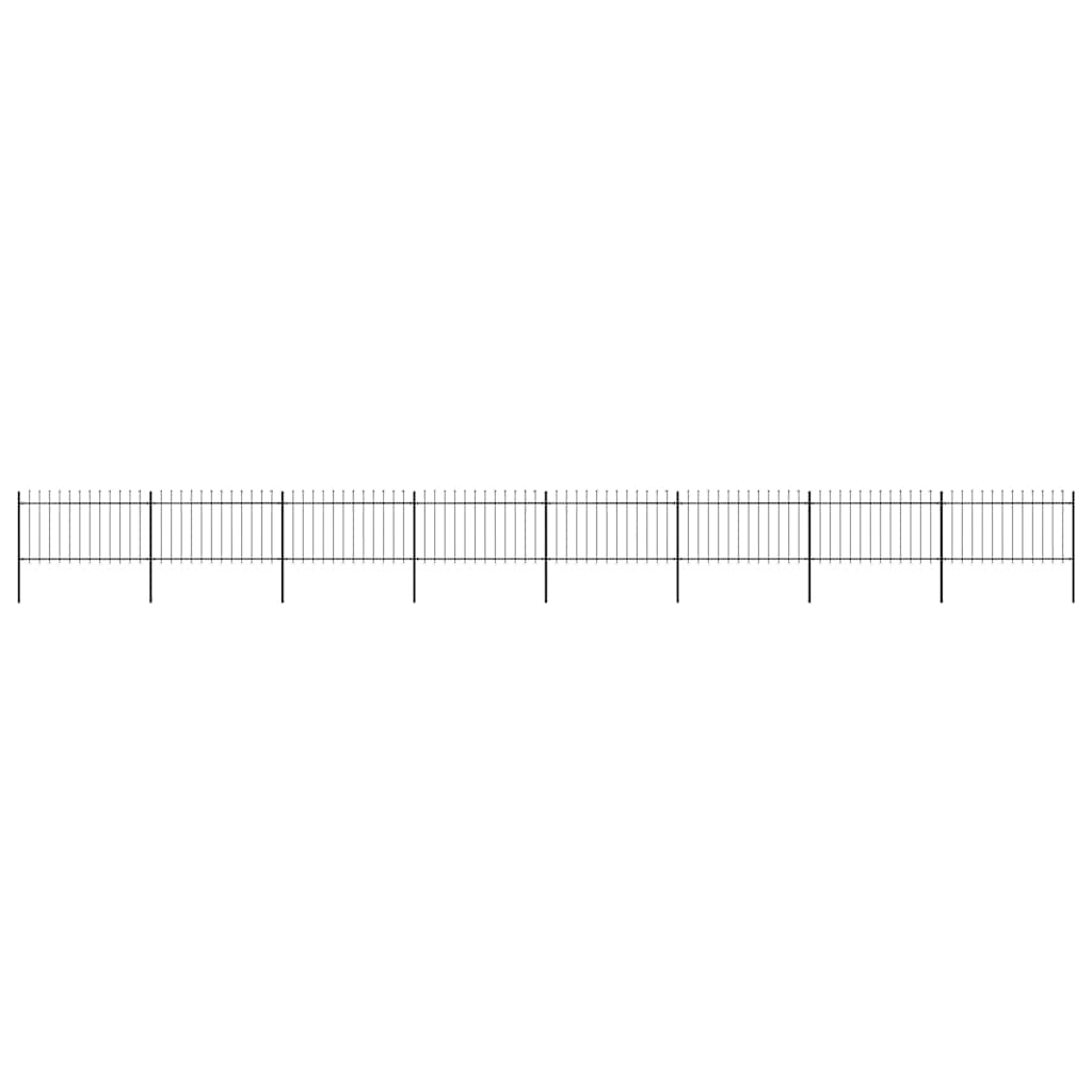 vidaXL Garden Fence with Spear Top Steel 1426 x 100 cm Black