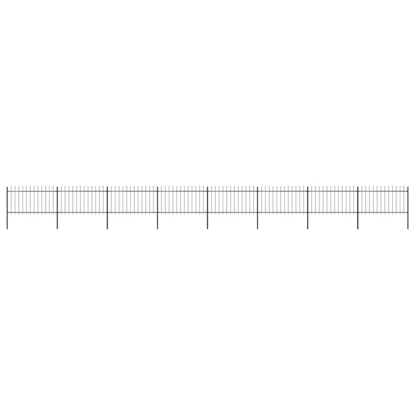 vidaXL Garden Fence with Spear Top Steel 1426 x 100 cm Black