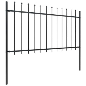 vidaXL Garden Fence with Spear Top Steel 1426 x 100 cm Black