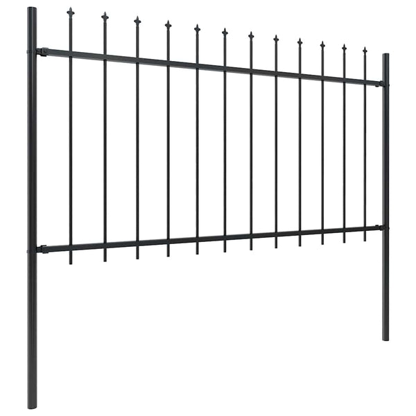 vidaXL Garden Fence with Spear Top Steel 1426 x 100 cm Black
