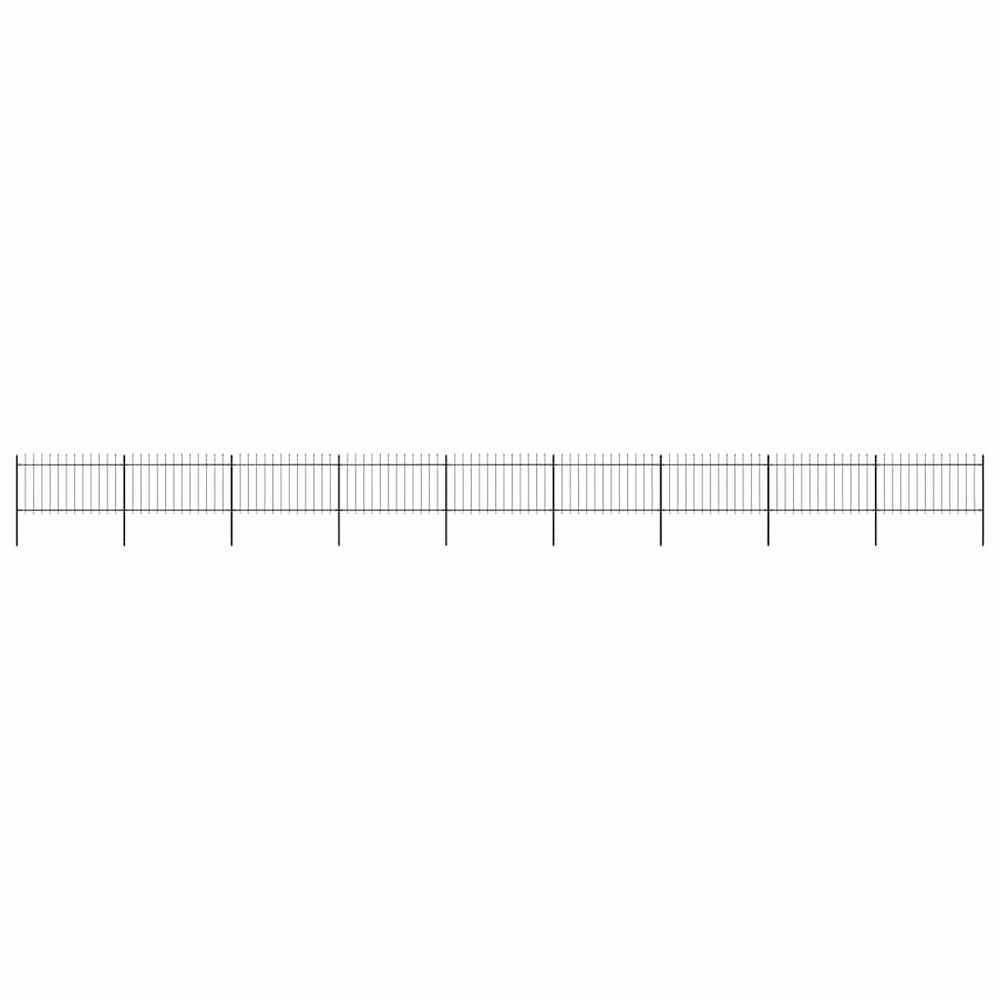 vidaXL Garden Fence with Spear Top Steel 1603.5 x 100 cm Black