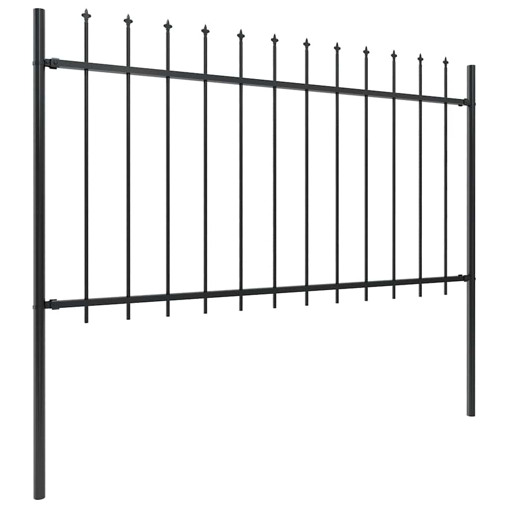 vidaXL Garden Fence with Spear Top Steel 1603.5 x 100 cm Black