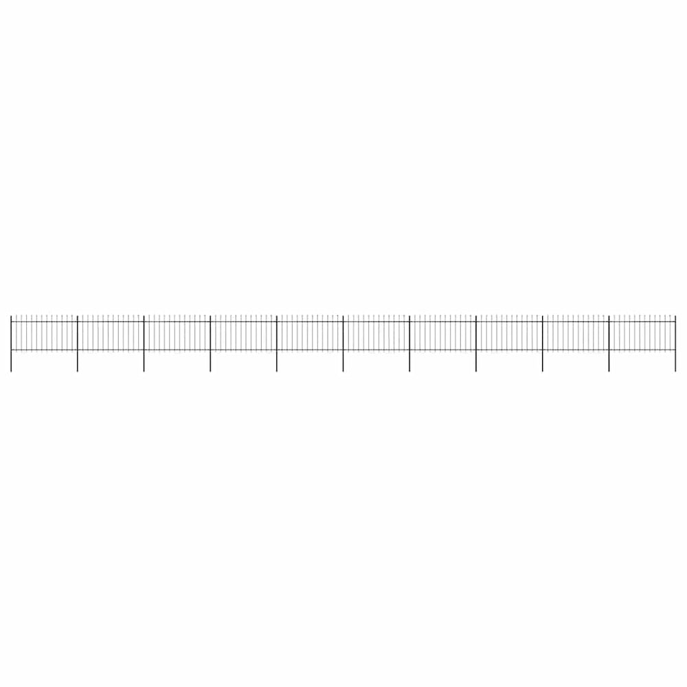 vidaXL Garden Fence with Spear Top Steel 1781.5 x 100 cm Black