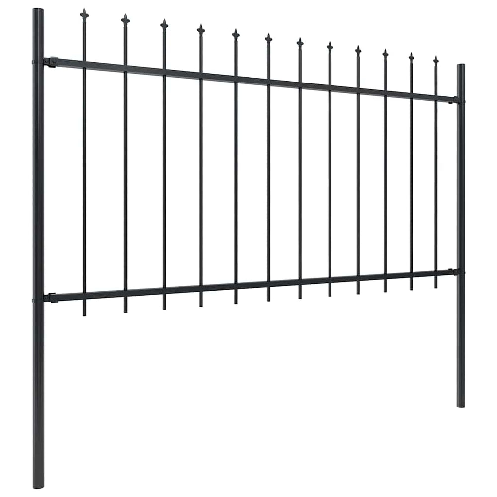 vidaXL Garden Fence with Spear Top Steel 1781.5 x 100 cm Black