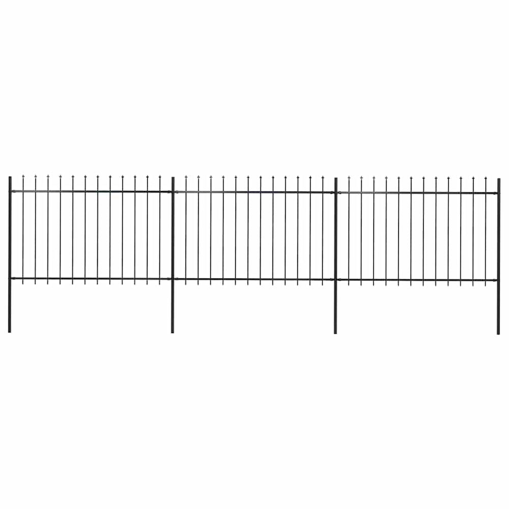 vidaXL Garden Fence with Spear Top Steel 537 x 120 cm Black