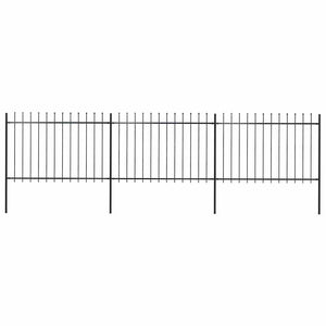vidaXL Garden Fence with Spear Top Steel 537 x 120 cm Black