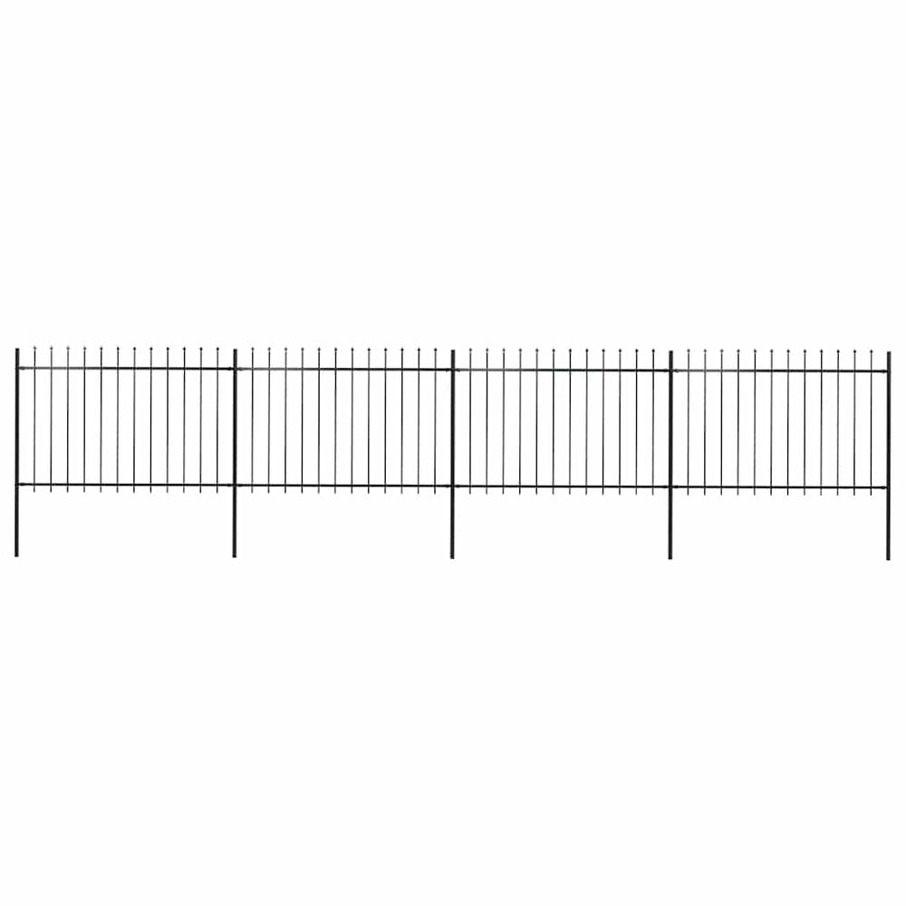 vidaXL Garden Fence with Spear Top Steel 714.5 x 120 cm Black