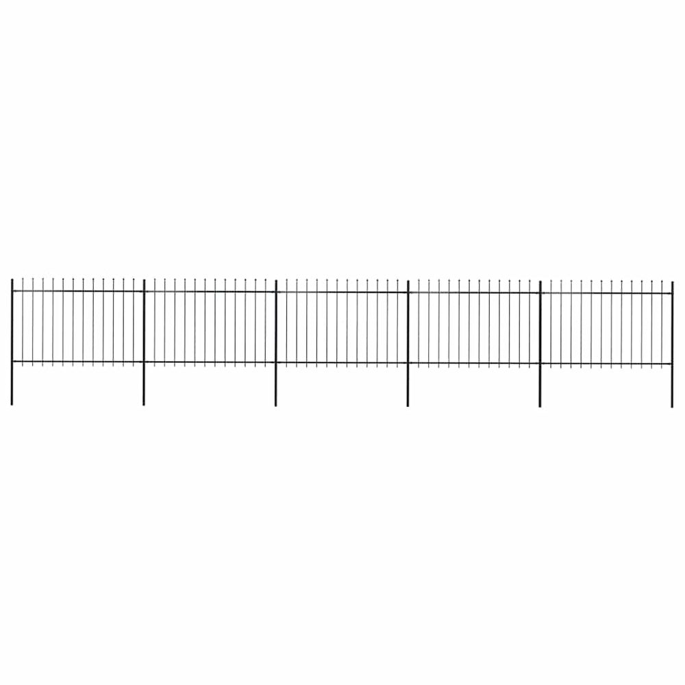 vidaXL Garden Fence with Spear Top Steel 892.5 x 120 cm Black
