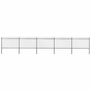 vidaXL Garden Fence with Spear Top Steel 892.5 x 120 cm Black