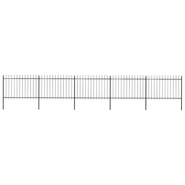 vidaXL Garden Fence with Spear Top Steel 892.5 x 120 cm Black