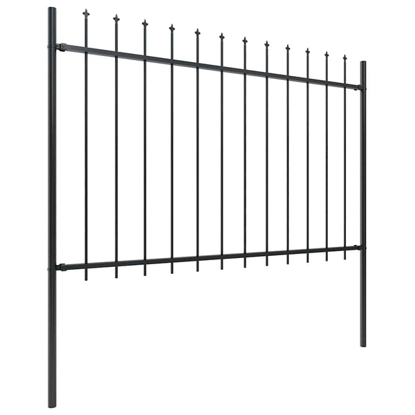 vidaXL Garden Fence with Spear Top Steel 892.5 x 120 cm Black
