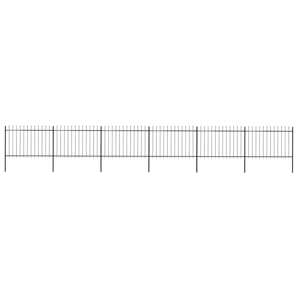 vidaXL Garden Fence with Spear Top Steel 1070 x 120 cm Black