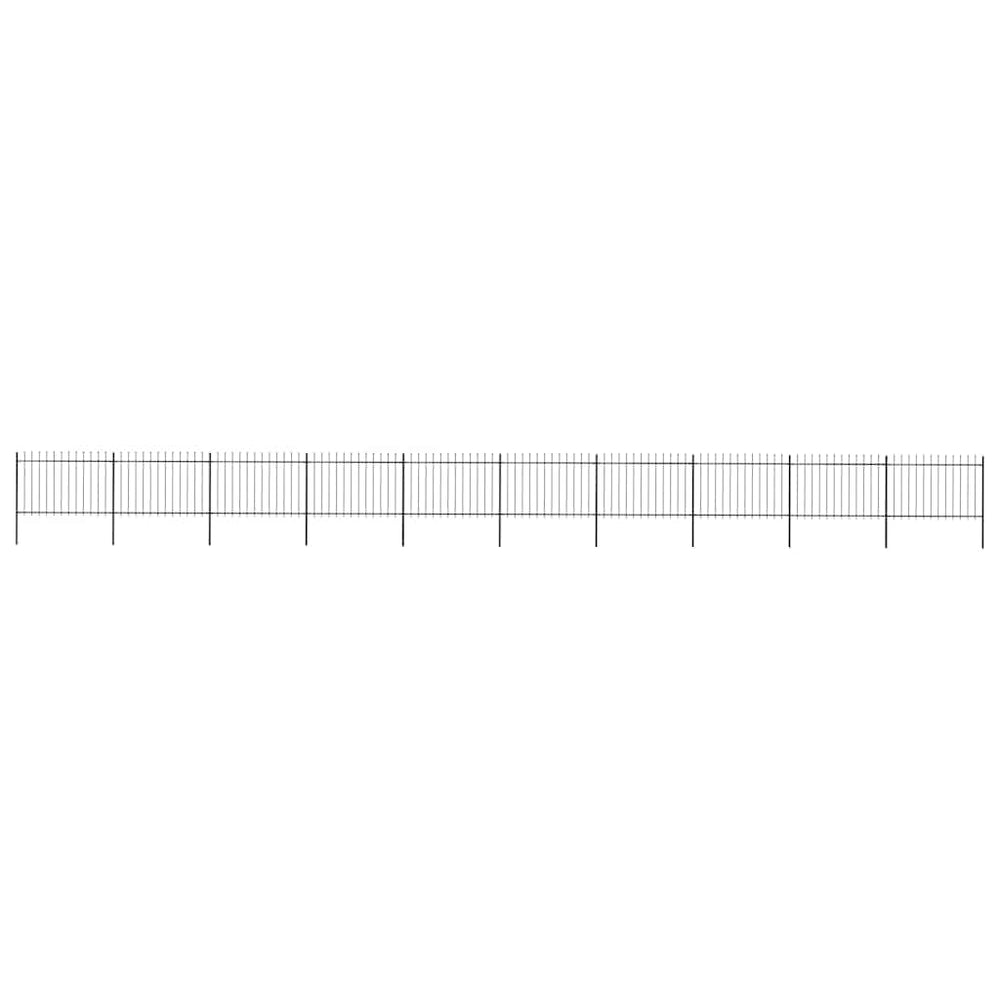 vidaXL Garden Fence with Spear Top Steel 178.5 x 120 cm Black
