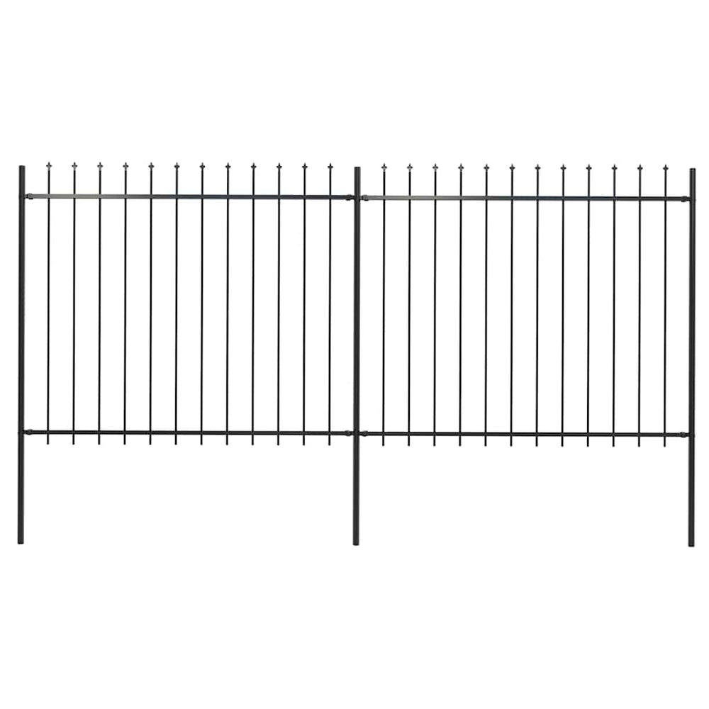 vidaXL Garden Fence with Spear Top Steel 359 x 150 cm Black