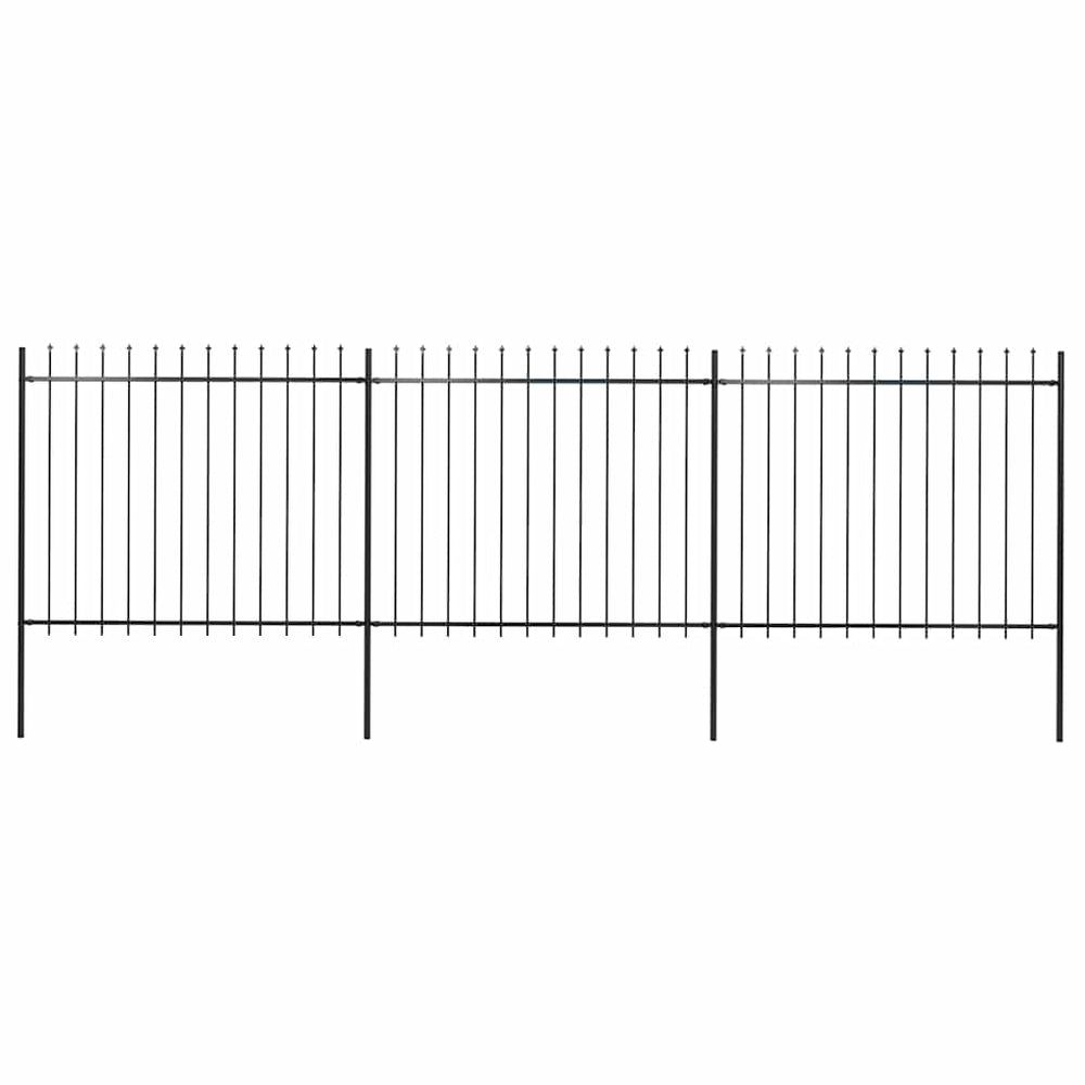 vidaXL Garden Fence with Spear Top Steel 537 x 150 cm Black