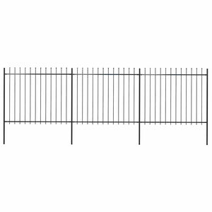vidaXL Garden Fence with Spear Top Steel 537 x 150 cm Black